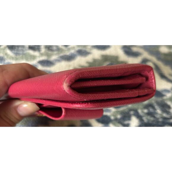 Authentic Prada Ribbon Continental Saffiano Leather Wallet in Pink w/COA - Picture 9 of 16